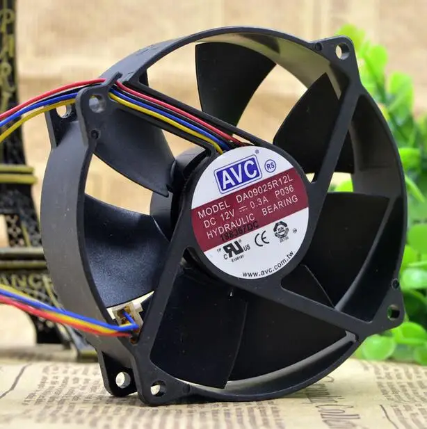 

AVC 9CM circular 9025 0.3A 12V DA09025R12L CPU 4 Line Silent speed control cooling fan