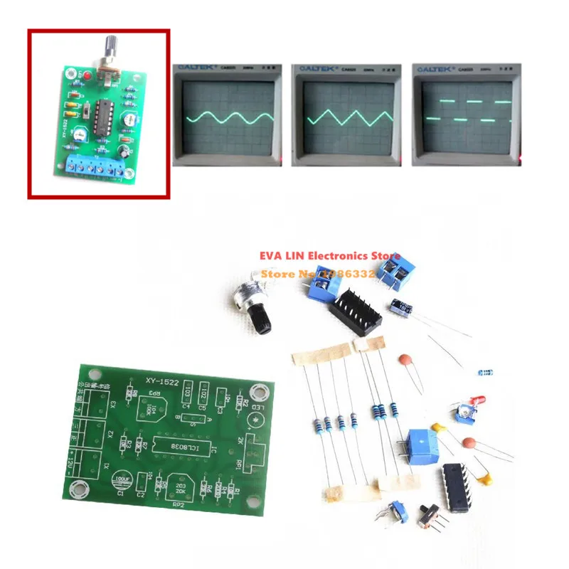 WS16 DC 12V ICL8038 Monolithic Function DDS Signal Generator DIY Kits Module Triangular Square Triangle Sine Wave 50-5KHz Output