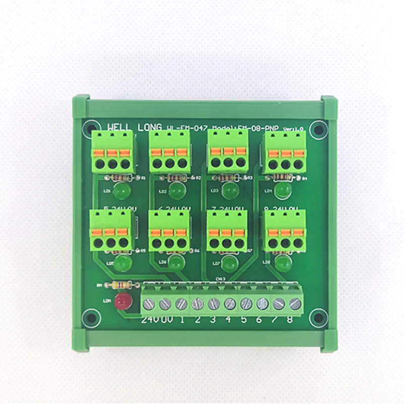 

DIN Rail Mount PLC 8 channel PNP input spring wiring terminal block IO photoelectric proximity switch sensor Module