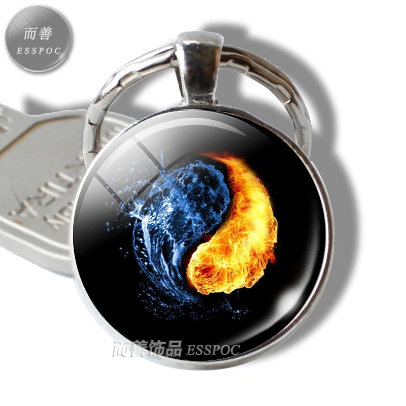 Taoism Sign Ancient Eight Diagrams Key Chain Vintage Tai Chi Yin Yang Keychain Charming Fashion Jewelry Accessories Gift