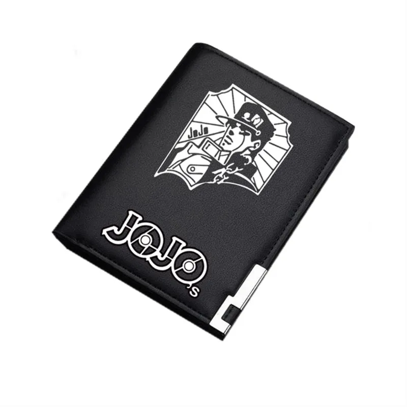 JoJo\'s Bizarre Adventure Anime Short Wallets Cartoon ID Card Holder Pu Leather Kujo Jotaro Men Money Bag Boys Boys Change Purses