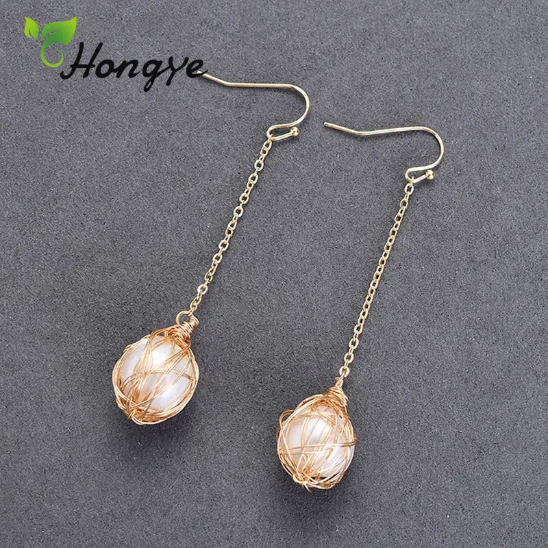 

Hongye Long Drop Earrings Fashion Jewelry Ladies Party Birthday Gifts Ear Accessories Freshwater Pearl Real Gold Female Earring