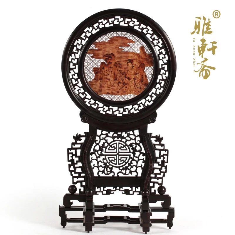 D Zhai rosewood woodcarving and ornaments gift Gallery rosewood sandalwood table screen cloth round screen