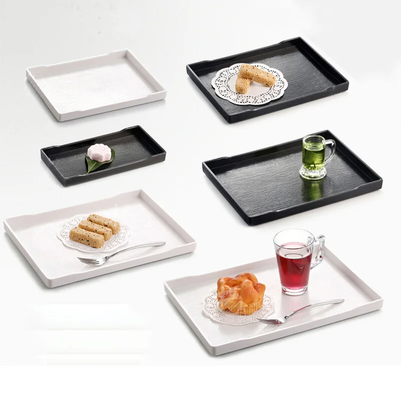 

Hotel Restaurant Tray European Style Imitation Porcelain Dinnerware Non-Slip Bar Tray A5 Melamine Tableware Retail