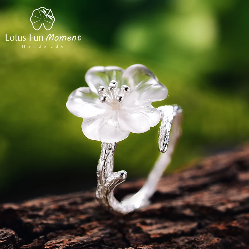 

Lotus Fun Moment реальные 925 пробы серебро Природный Камень Кристалл Модные украшения цветок в кольцо с логотипом Rain открытым кольца для женщин