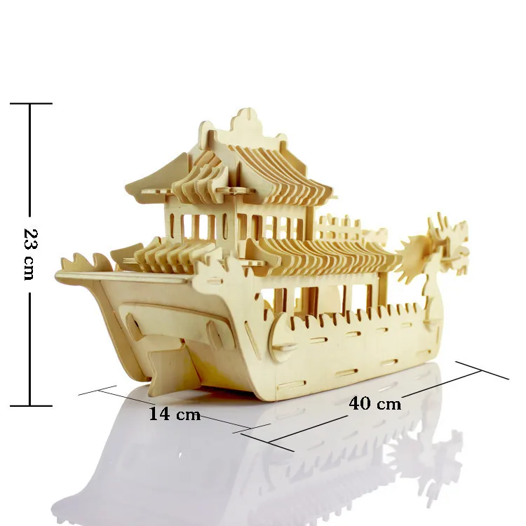 Handmade Wooden Jigsaw Puzzle Educational Toys For Children Diy 3d Toy Three-dimensional Wind Ssangyong China Qu Yuan Boats 2021