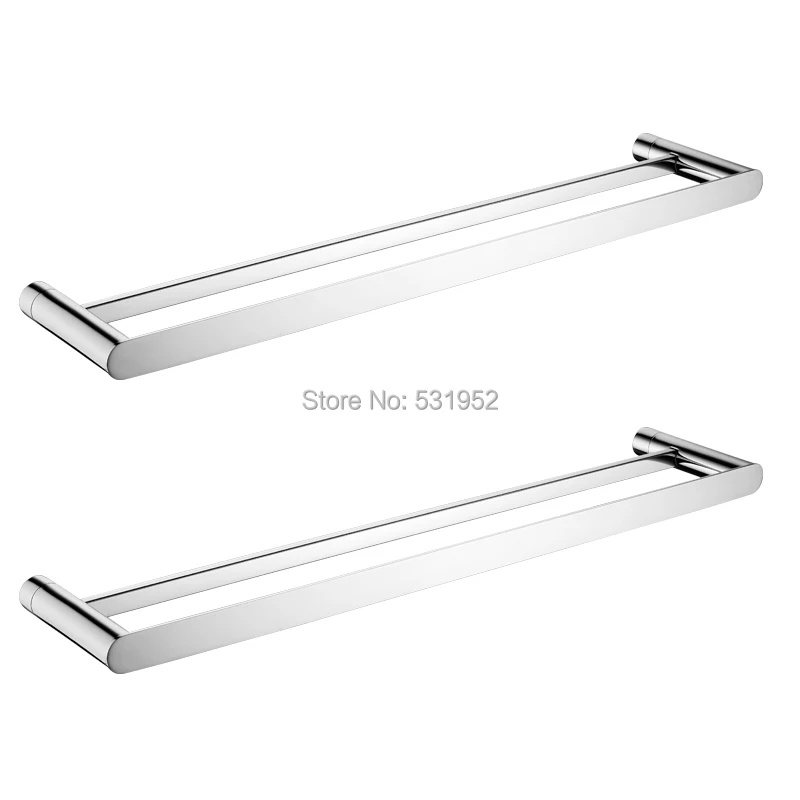 23 Inch SUS304 Stainless Steel Double Bath Towel Bar Polished Finish Towel Holder Wall Mount Towel Rack for Bathroom