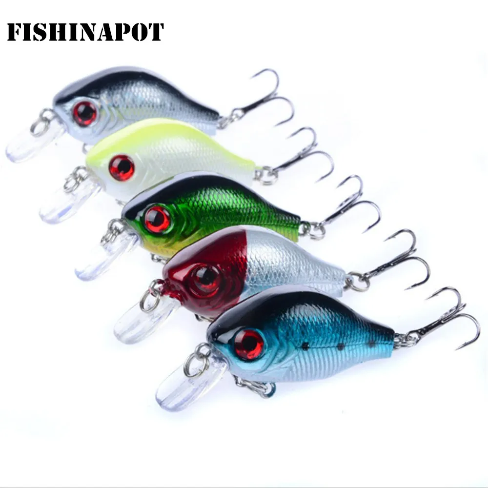 FISHINAPOT New Arrive 1PCS Small Hard bait Crankbait 6cm/8.8g Fishing Lure Topwater Bass Carp Fishing Wobbler Treble Hook Tackle