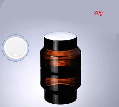 

30G brown glass cream jar with black lid ,glass 30g cream jar Cosmetic Jar ,amber 1 ounce Cosmetic Packaging glass bottle