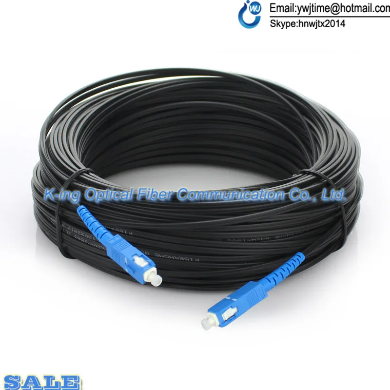 Free Shipping 50M FTTH Fiber Optic Drop Cable Patch Cord SC to SC Simplex Singlemode SC-SC 50 Meters SM Fiber Optic Jumper