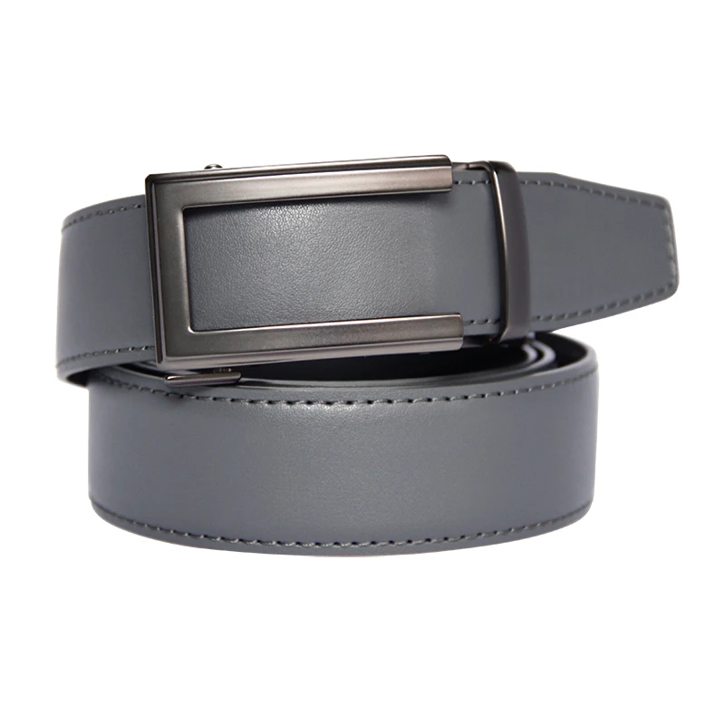 High Quality Cowhide genuine Leather Belt For Men 3.5cm width Mens Automatic Buckle Brand Luxury Grey mens belts