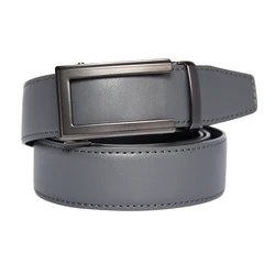 Ceinture en cuir véritable de vache de haute qualité pour hommes, largeur de 3.5cm, boucle automatique, marque de luxe, gris