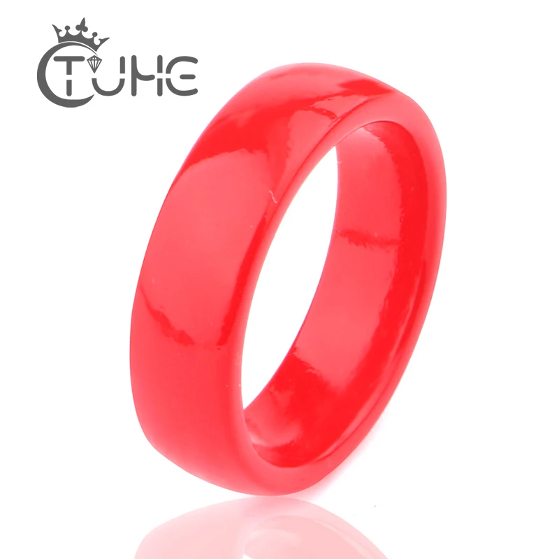 6mm Smooth Red Ceramic Ring For Women Simple Style Ceramic Wedding Ring Party Female Flower Finger Jewelry Gift 2019 Dropship