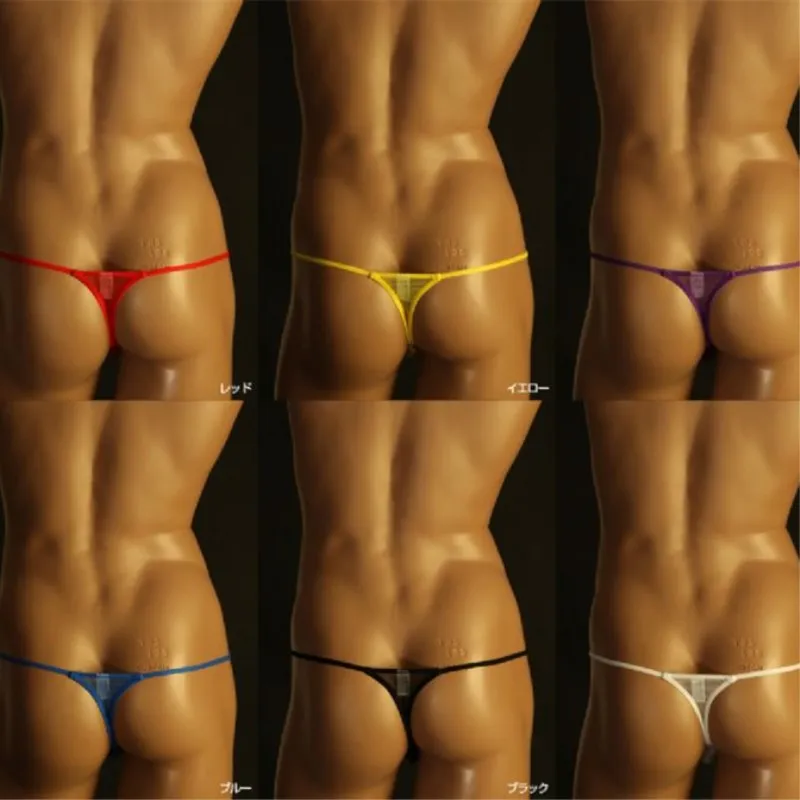 New Male Underwear Solid Seamless Transparent Lingerie String Homme Gay Sexy Penis Jockstrap G String Penis Pouch Thong Bulge