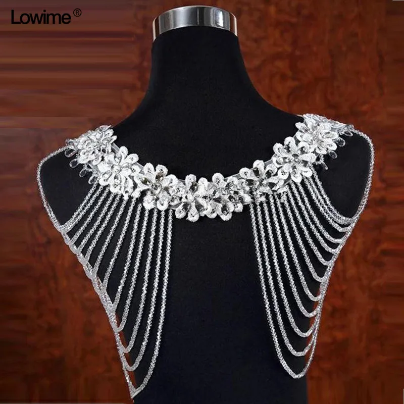 Râu Trắng Tinh Thể Bolero Appliques Cưới Bọc Cưới Bolero Sản Xuất tại Trung Quốc Cưới Phụ Kiện Dạ Hội Bolero Khăn Choàng