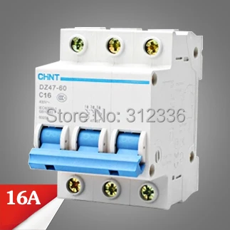 Free Shipping 2 years Warranty  DZ47-60 C16 3P 16A  3 pole domestic C type small air switch unipolar Electric shock protection