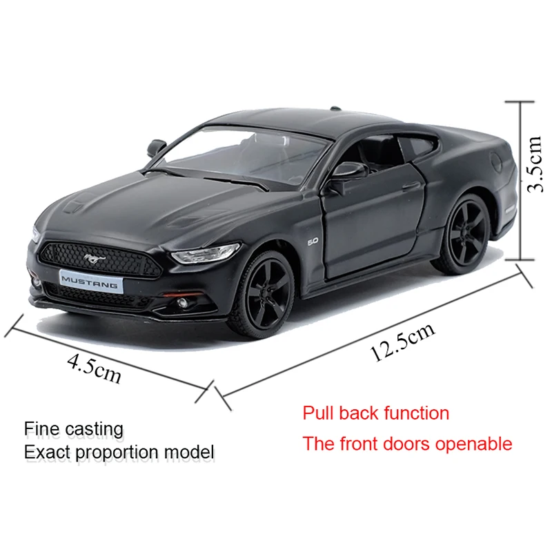 RMZ CITY 1:36 Ford Mustang Cool Black Sports Car Alloy Diecast Car Model Toy With Pull Back For Children Gifts Toy Collection