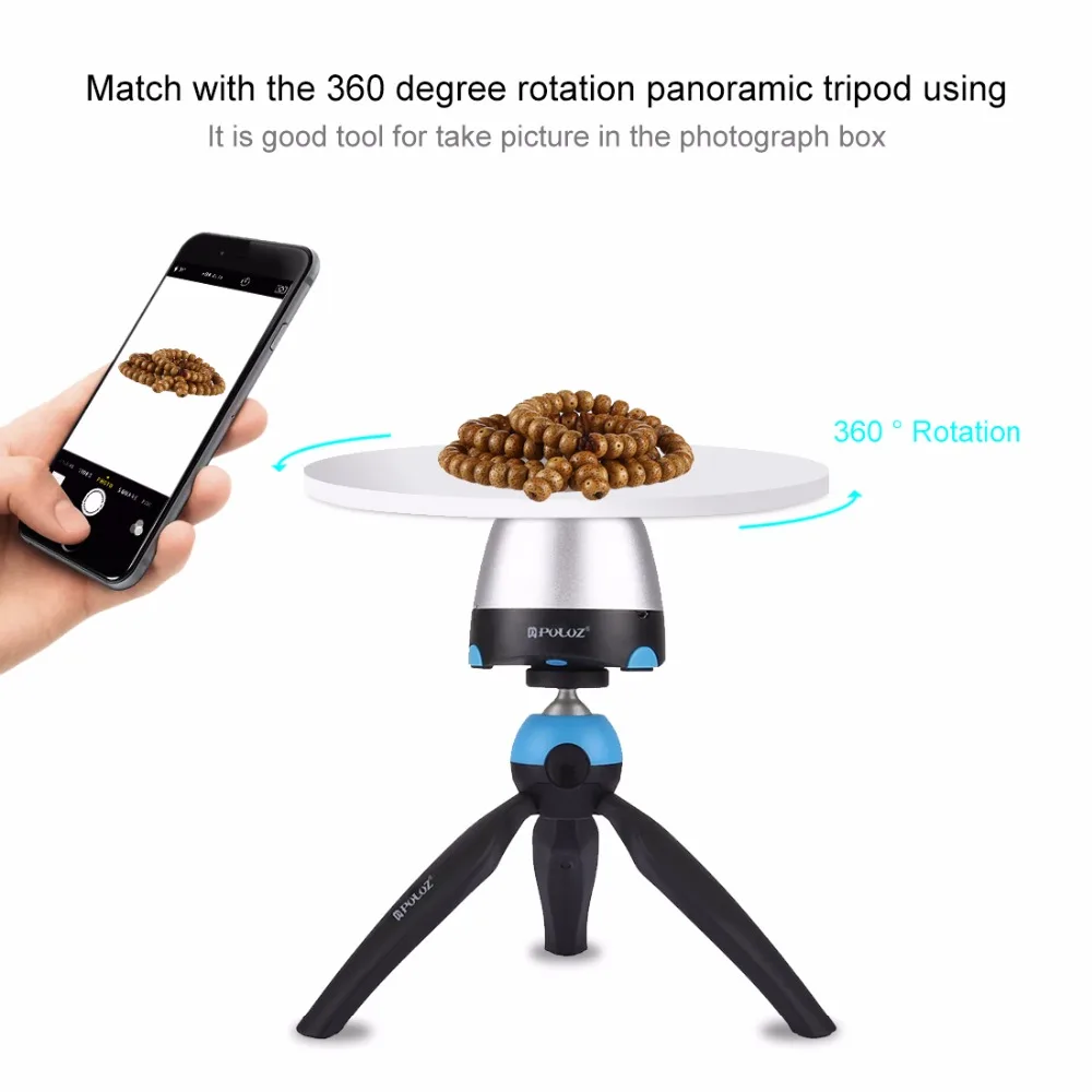 PULUZ-bandeja redonda con interfaz de tornillo 1/4, Compatible con trípode electrónico con rotación panorámica de 360 grados, diámetro de cabeza: 18cm/7 pulgadas