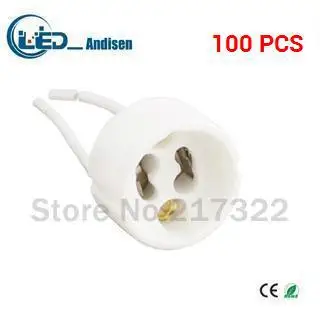 Freeshipping 100 pcs/lot lampu GU10 soket pemegang basis adaptor kawat konektor soket keramik untuk dipimpin lampu Halogen