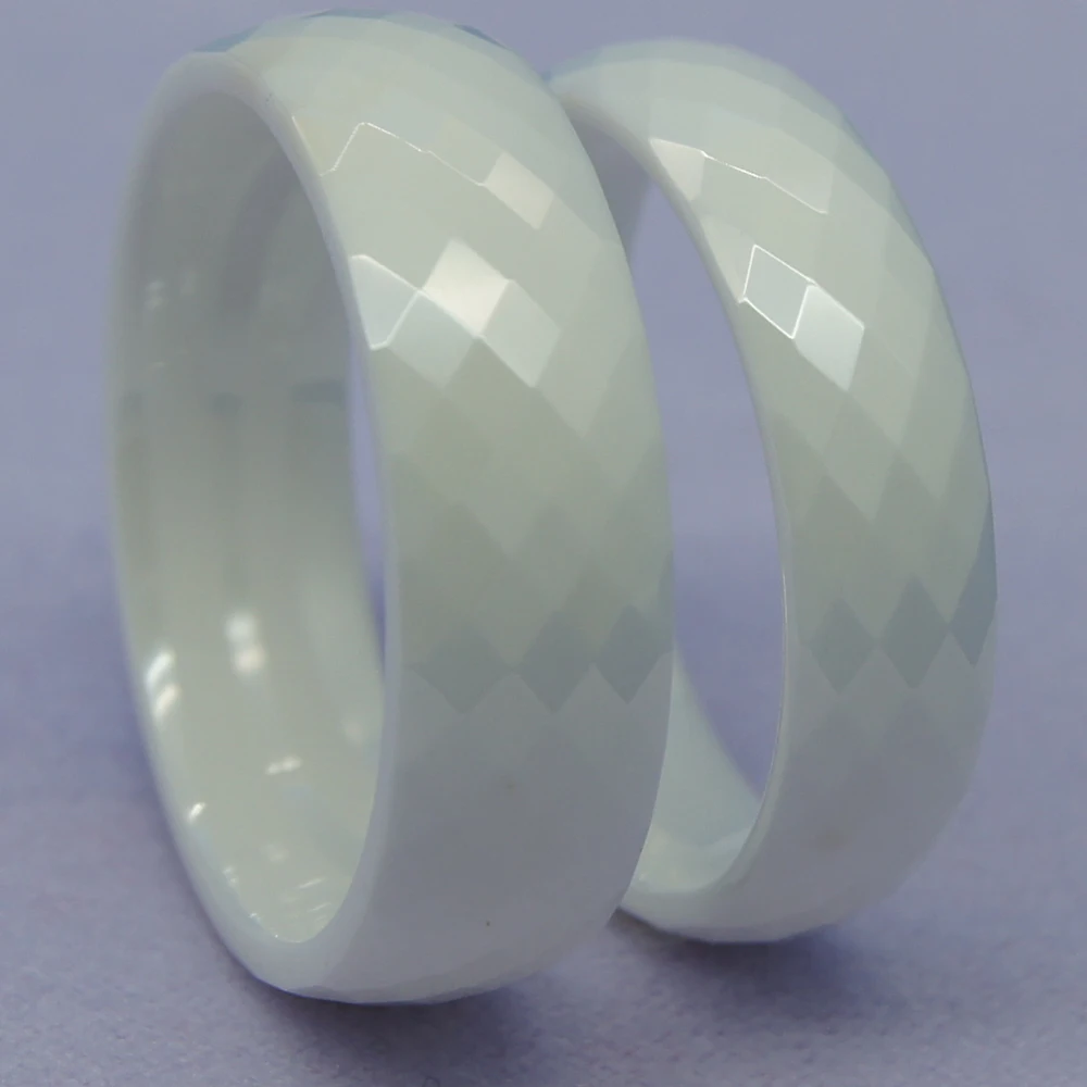 6mm classic facet white hi-tech scratch proof ceramic ring 1pc