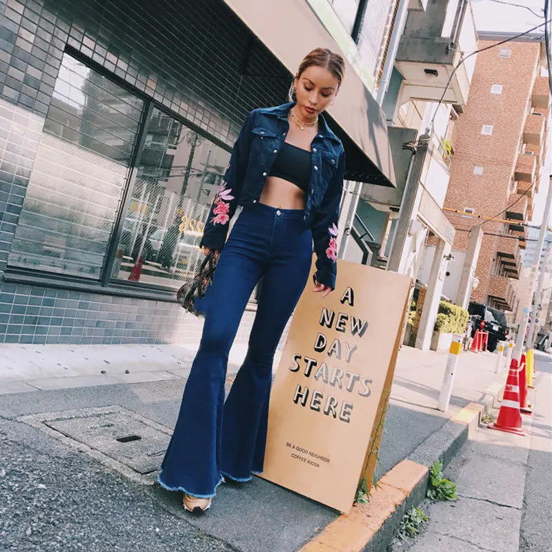 High Waist Flare Jeans Women Bell Bottom Denim Ladies Skinny Jeans Fashion Retro Female Wide Leg Pants Trousers Dropshipping