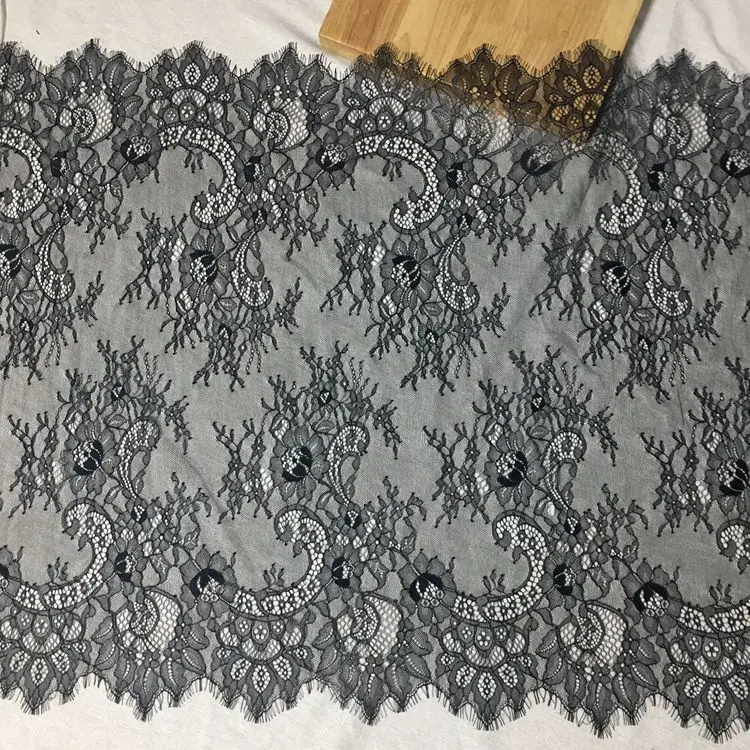 Encaje de pestañas finas hechas a mano, 65CM de ancho, alta calidad, accesorios de ropa DIY, material de tela de encaje para vestido de novia