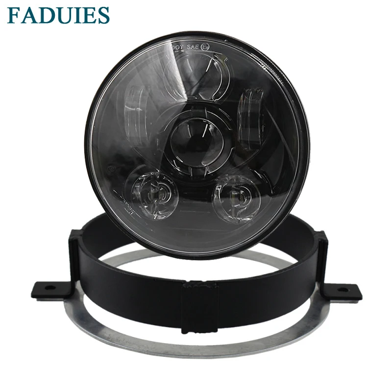 

FADUIES Black/Chrome 5.75 inch Motorcycle LED Headlight For Honda VTX 1800/VTX 1300 5 3/4" LED Headlight Kit with Bracket