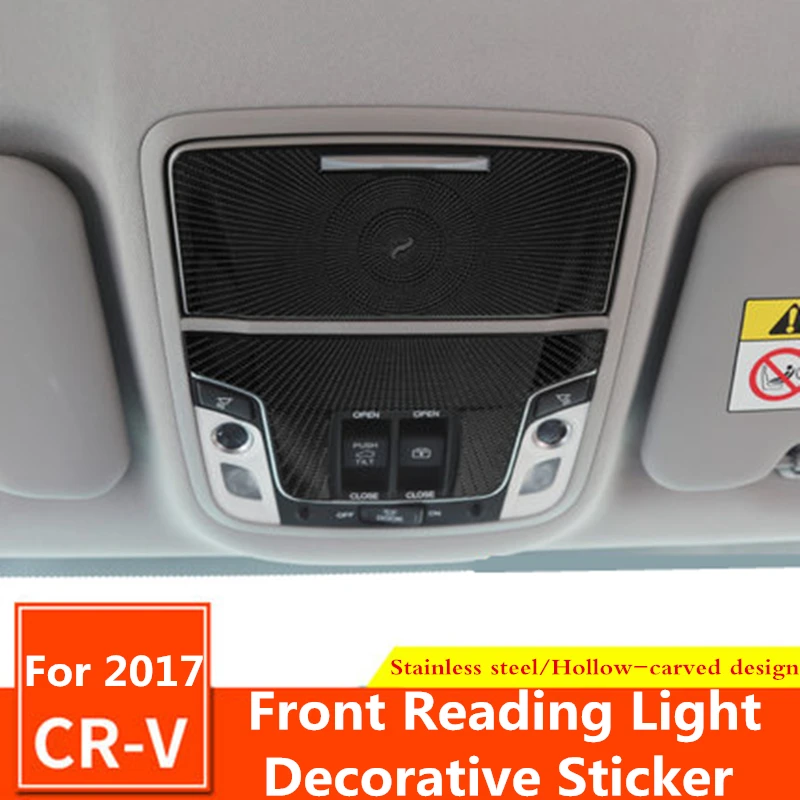 

For Honda CRV CR-V 2017 2018 2019 Car Stainless steel Front reading light sequin decorative sticker frame Interior modification