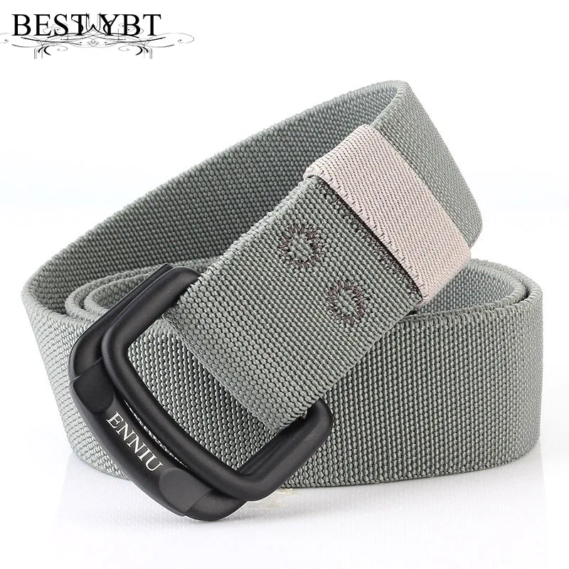 YBT – ceinture en toile élastique unisexe, en alliage tissé, double anneau, boucle, tendance, décontractée, pour homme et femme, cowboy en plein air