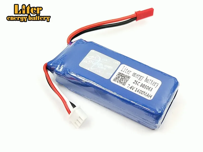 Tarantula X6 Lipo Battery 7.4 v 1400mAh 803063 2S 25C JST For WLtoys Quadcopter Drone V666 V262 V323 Helicopter