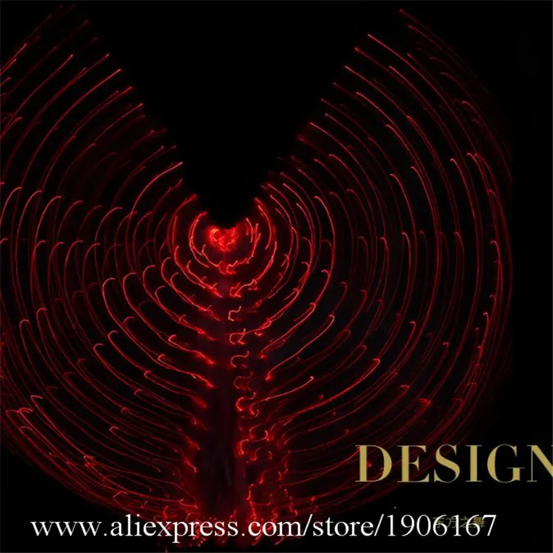 Fashion LED Luminous  Illuminated Light Up Belly Dance Cloak Wings Stage Performance Props Party Halloween Dress