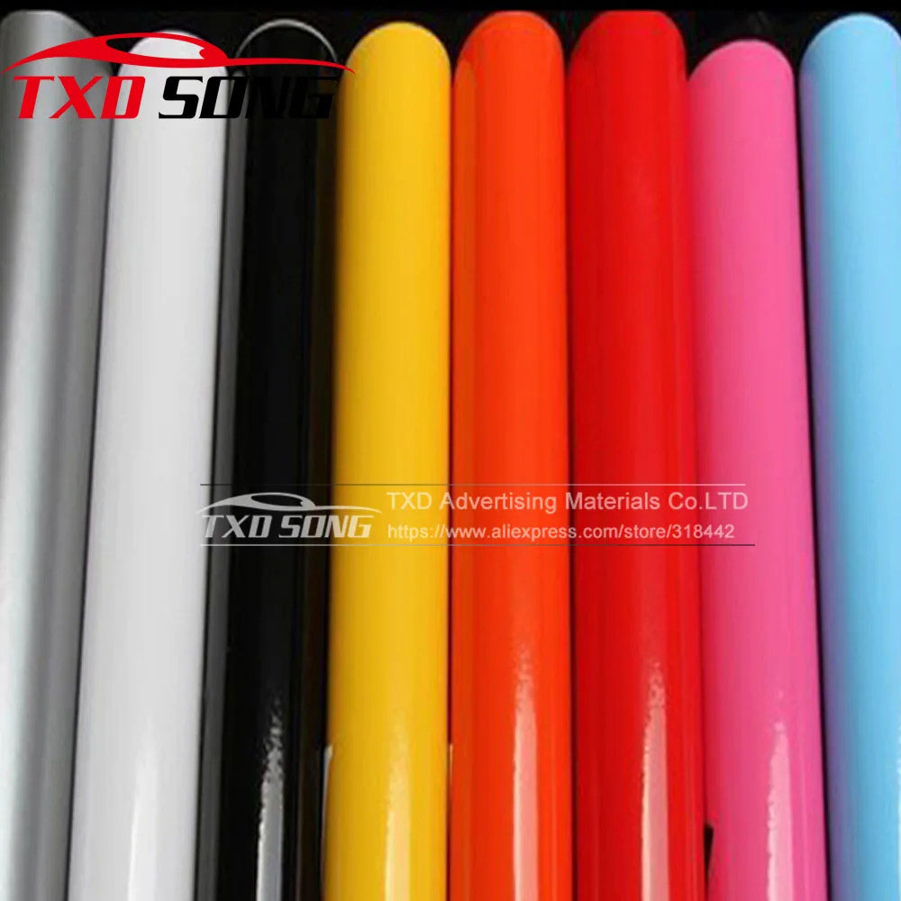 

1.52*5m/10m/15m/20m/30m Glossy Vinyl Film Glossy Vinyl Sticker Glossy car Bright Car Warp Sticker With Bubble Free