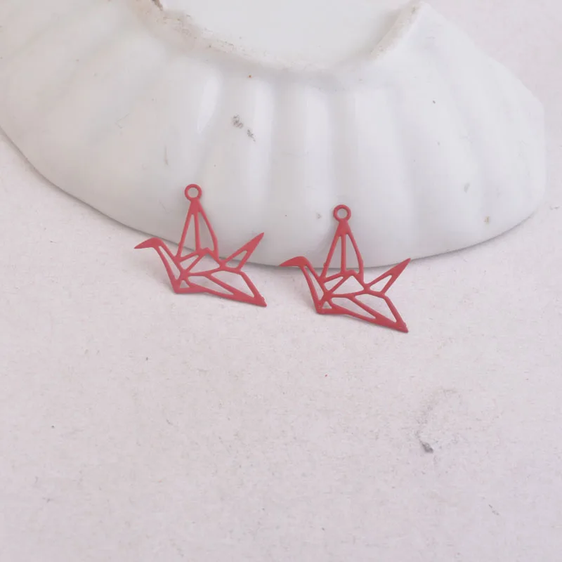 100 Stück Ac6420 15*20mm Tieranhänger Metall-Papierkranich-Anhänger Schmuck Filigran Ohrring-Zubehör – Detail 9