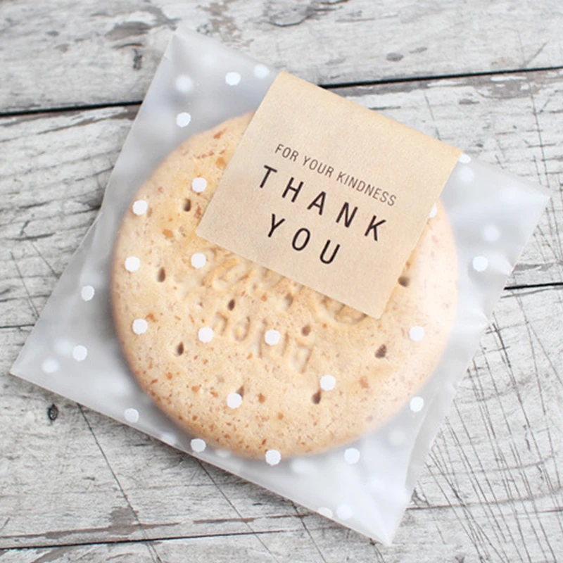 100pcs/lot Gift Bags Translucent Dots Plastic Bags Cookie Cupcake Wrapper Self-adhesive Packaging Bags Birthday Christmas Party
