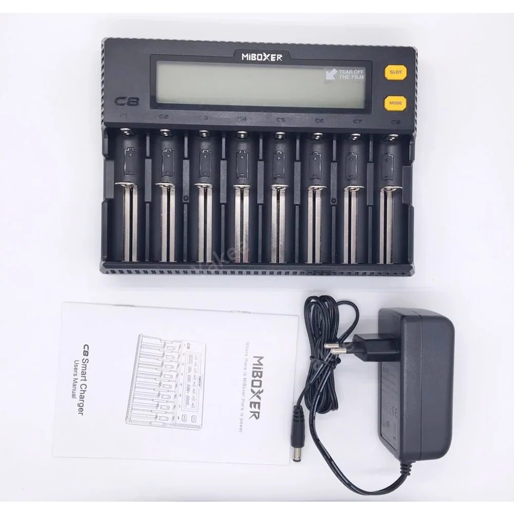 MiBOXER C8 18650 Battery Charger LCD Display 1.5A for Li-ion LiFePO4 Ni-MH Ni-Cd AA 21700 20700 26650 18350 17670 LiFePO4 18700