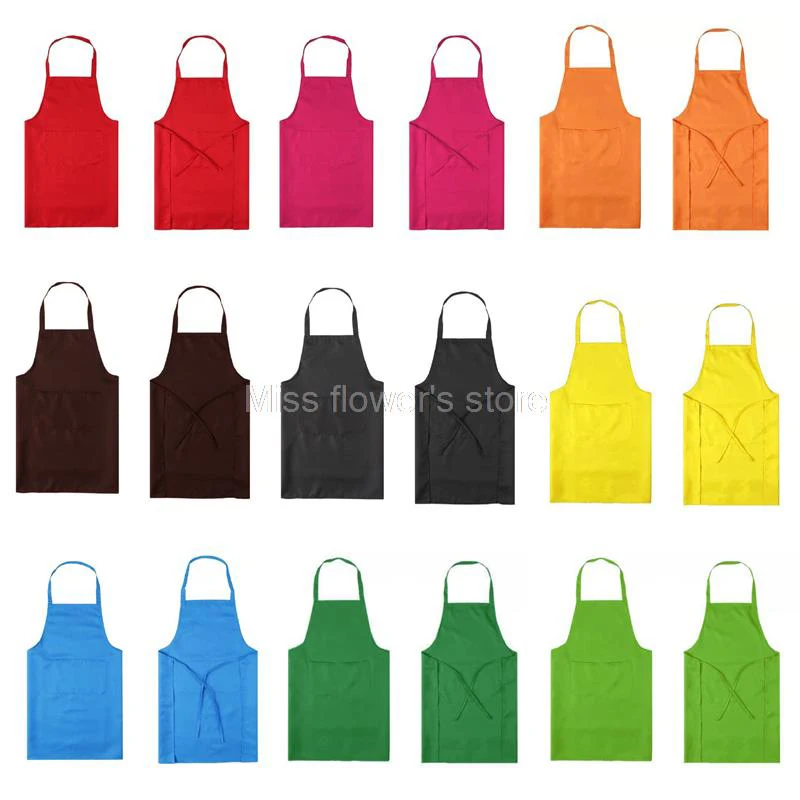 1Pcs Cotton Polyester Blend Anti Fouling Cooking Kitchen Restaurant Bib Apron With Pockets