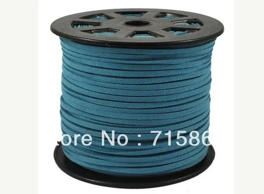 

Free Shipping Jewelry DIY 3mm x1.5mm Teal 100 Yard (92M) Faux Suede Cord Lace Leather Cord Flat