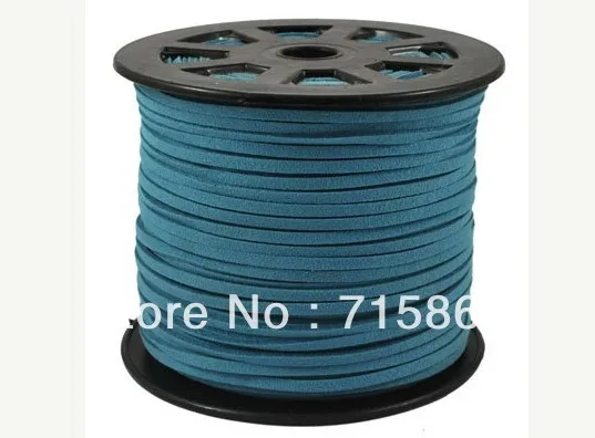 Free Shipping Jewelry DIY 3mm x1.5mm Teal 100 Yard (92M) Faux Suede Cord Lace Leather Cord Flat