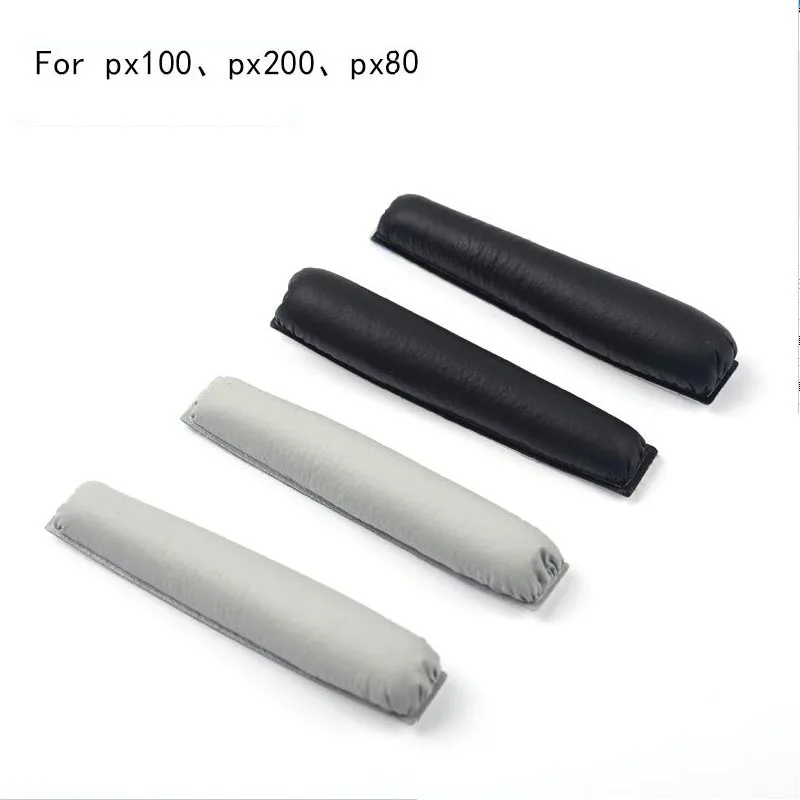 2 Stuks Soft Hoofdtelefoon Rits Hoofd Bam Spons Pads Voor Sennheiser PX100 PX200 PX80 Hoofddeksels Foam Headset Reparatie Vervanging Black