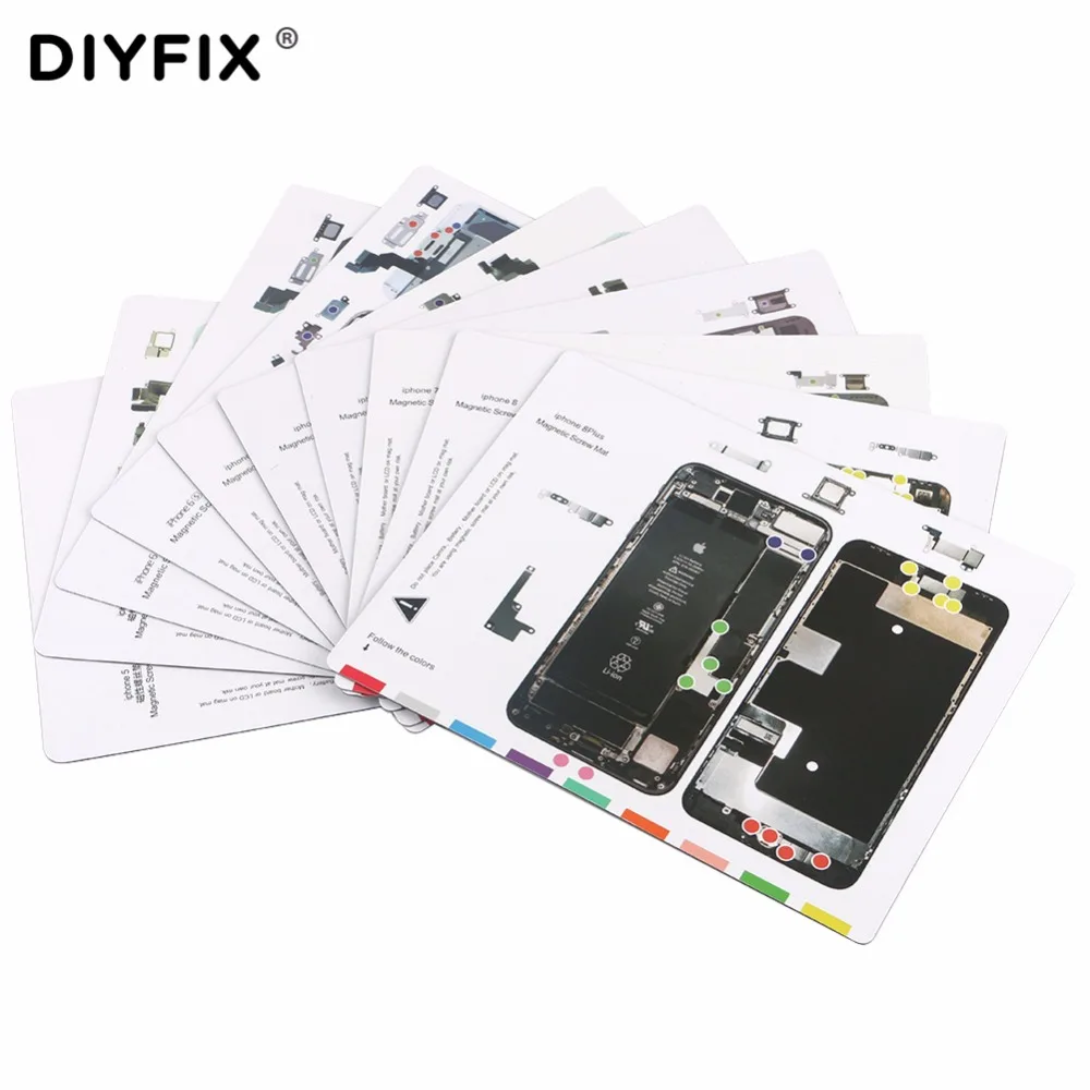 

DIYFIX 10 Pcs Magnetic Screw Mat for iPhone 7 8 Work Pad Chart for iPhone 5 5s 6 6s Plus Phone Repair Tool Kit