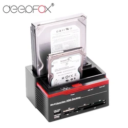 DeepFox SATA IDE HDD 도킹 스테이션, 복제 HDD 인클로저, USB 2 포트, USB 2.0 C 타입 허브, MS, M2, XD, CF, SD, TF 카드 리더, 2.5 인치, 3.5 인치