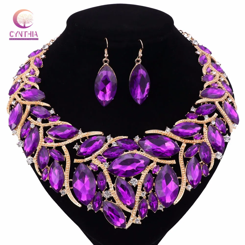 6 colors fashion Women jewelry sets Trendy necklace with boho earrings statement necklace for party wedding  Direct Selling