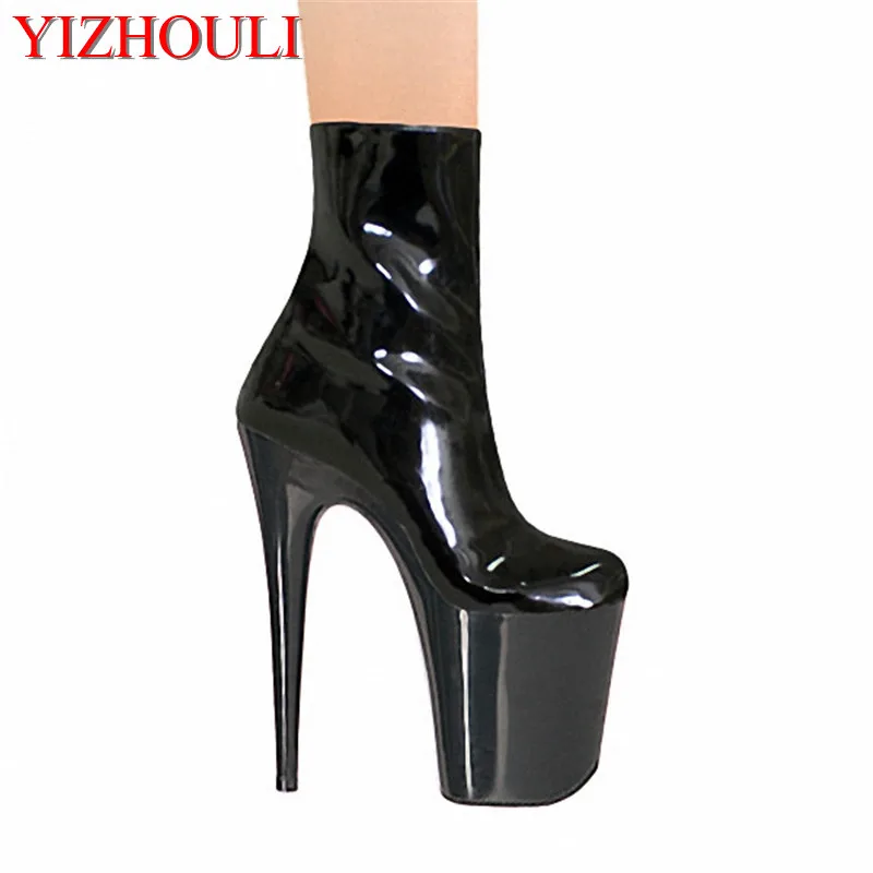 

20cm It has high gloss and sexy runway boots, pole dancing shoes, high heels and sexy shoes