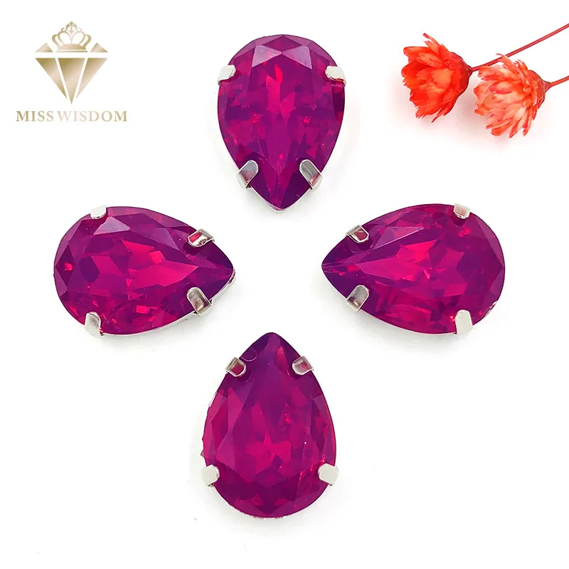 NEW hot sale Matt purple red opal teardrop sew on rhinestones with claw flatback Resin loose rhinestones DIY garment Accessories