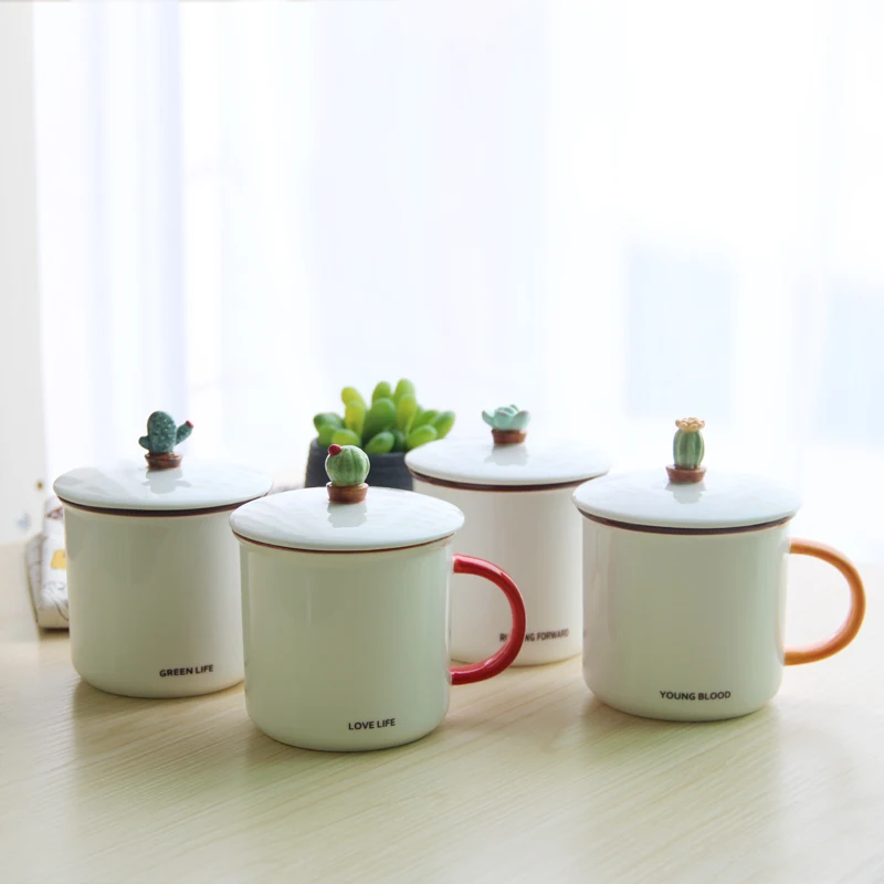 Cartoon Cactus Ceramic Mug Elegant Coffee Mug Ceramic Milk Mug Office Tea Mug 375ml