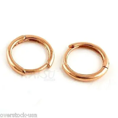 

Pure 18K Rose Gold Hoop Earrings For Women / Small 9mm Hoop Earrings