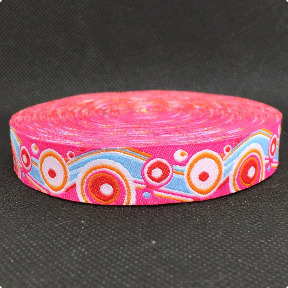 2015 NEW 5/8'' 16mm 10yard/sets Woven Jacquard Ribbon with rainbow pink For Dog Collar