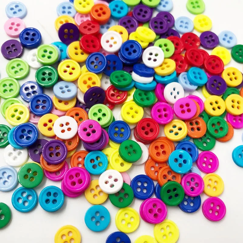 100 pezzi nuovo bottone in plastica a 4 fori da 8mm/lotti per cucire Mix PH86