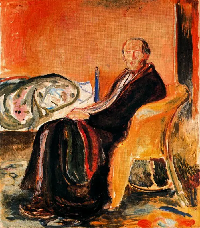 Oil Painting Reproduction on Linen Canvas,self-portrait-after-spanish-influenza-1919 by Edvard Munch,100% handmade