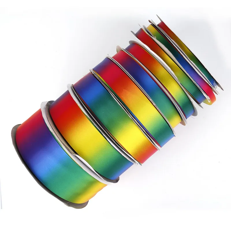 Breite 6/10/12/15/20/25/30/40/50mm Regenbogenfarbene Ripsbandbänder für Schleifen, Handarbeiten, DIY, Nähen, Bekleidung und Verpackungsmaterialien, 5 Yards / Rolle – Detail 3